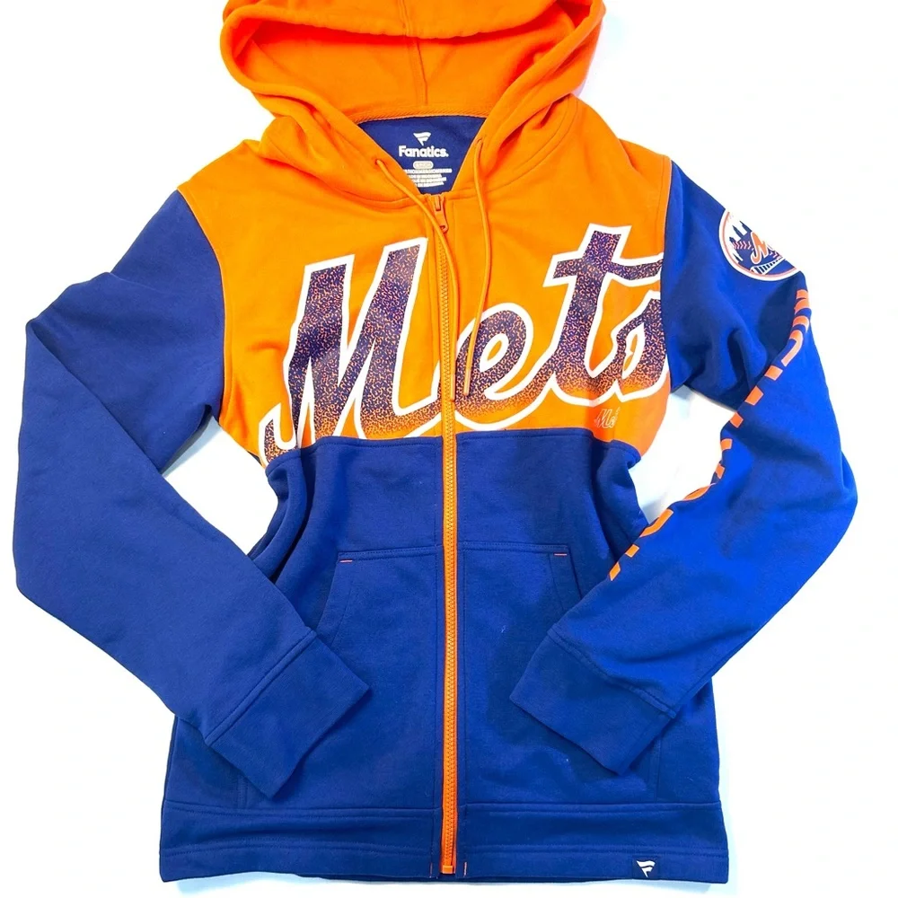 Fanatics Orange and Blue Mets Zip-Up Hoodie - Picture 1 of 8